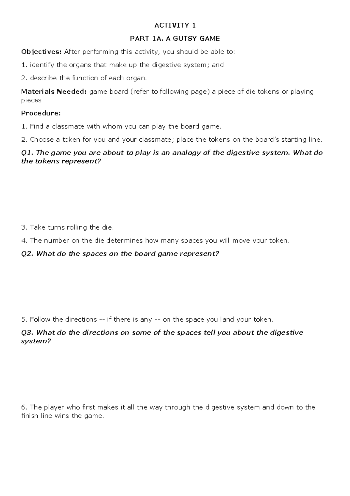 Activity 1 - Gusty GAME - ACTIVITY 1 PART 1A. A GUTSY GAME Objectives ...