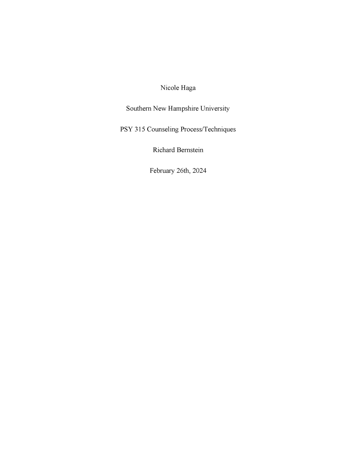 Psy 315 Case Study Final Project - Copy - Nicole Haga Southern New ...