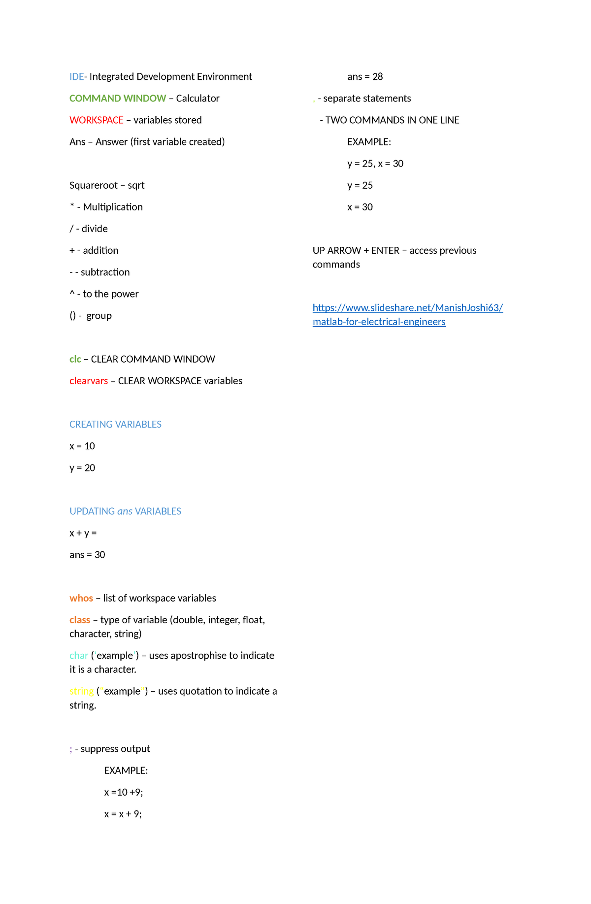 Matlab Series - IDE- Integrated Development Environment COMMAND WINDOW ...