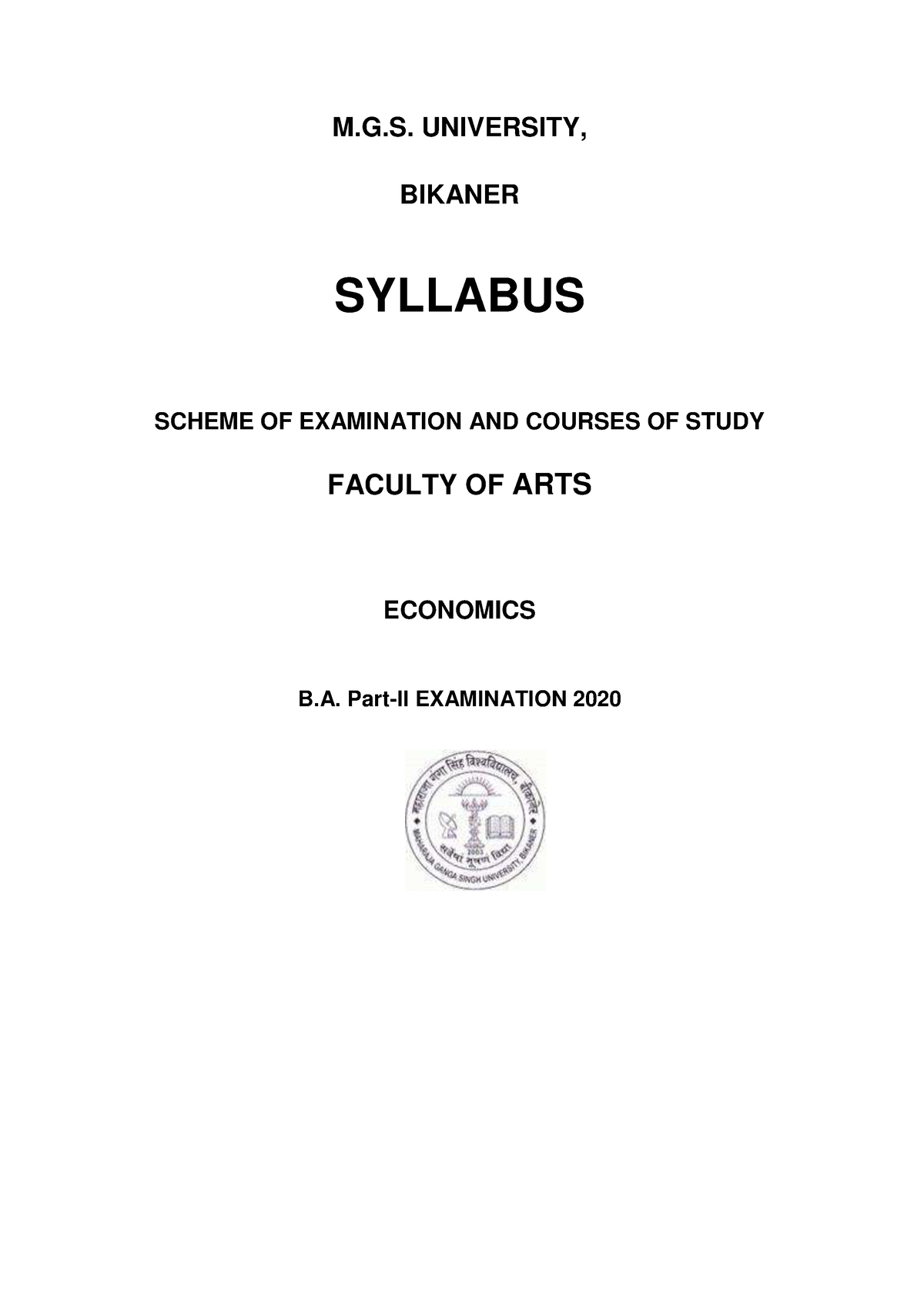 B - Useful Notes - M.G. UNIVERSITY, BIKANER SYLLABUS SCHEME OF ...