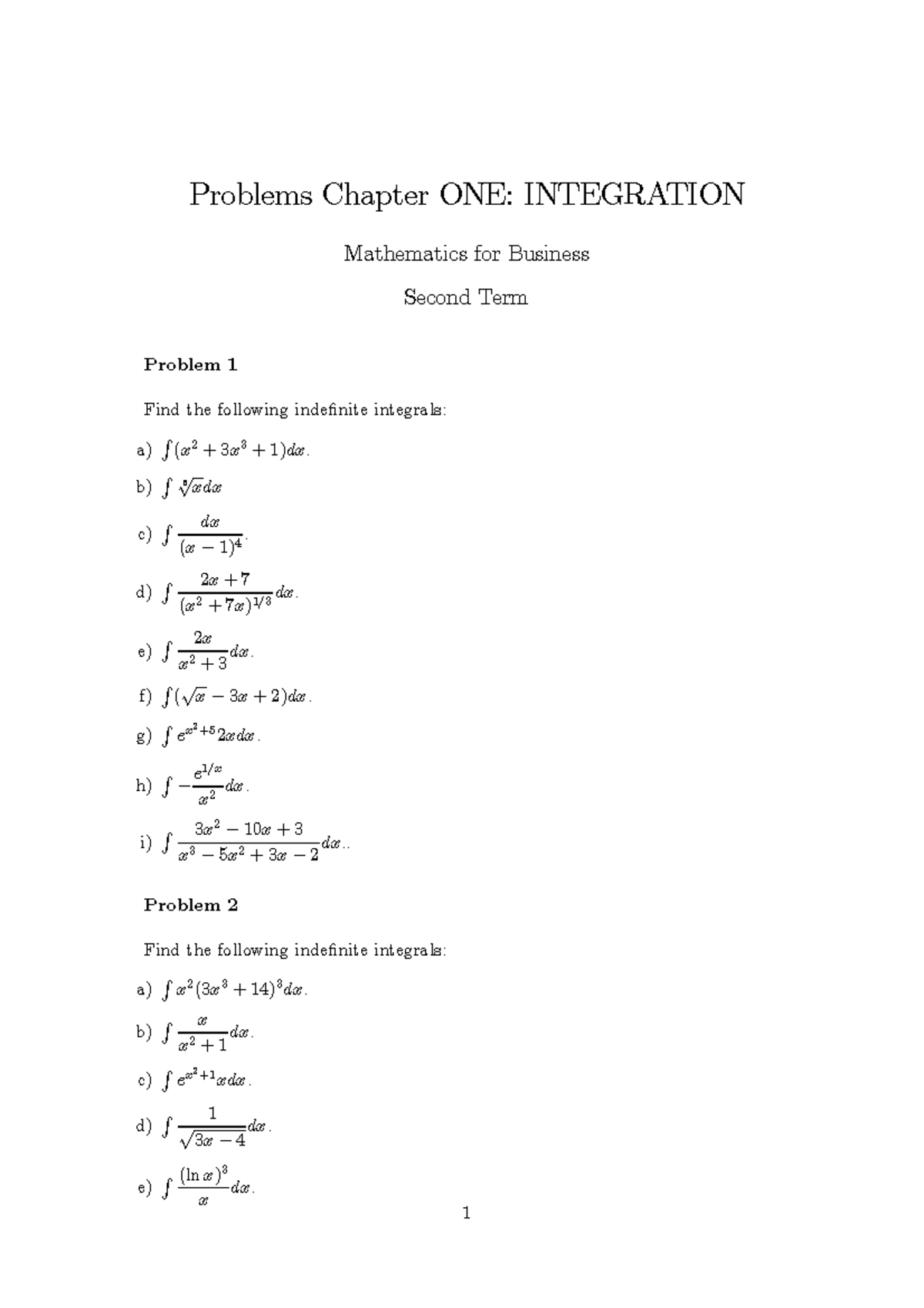 Problems 1 - relacion de ejercicios 1 - Problems Chapter ONE ...