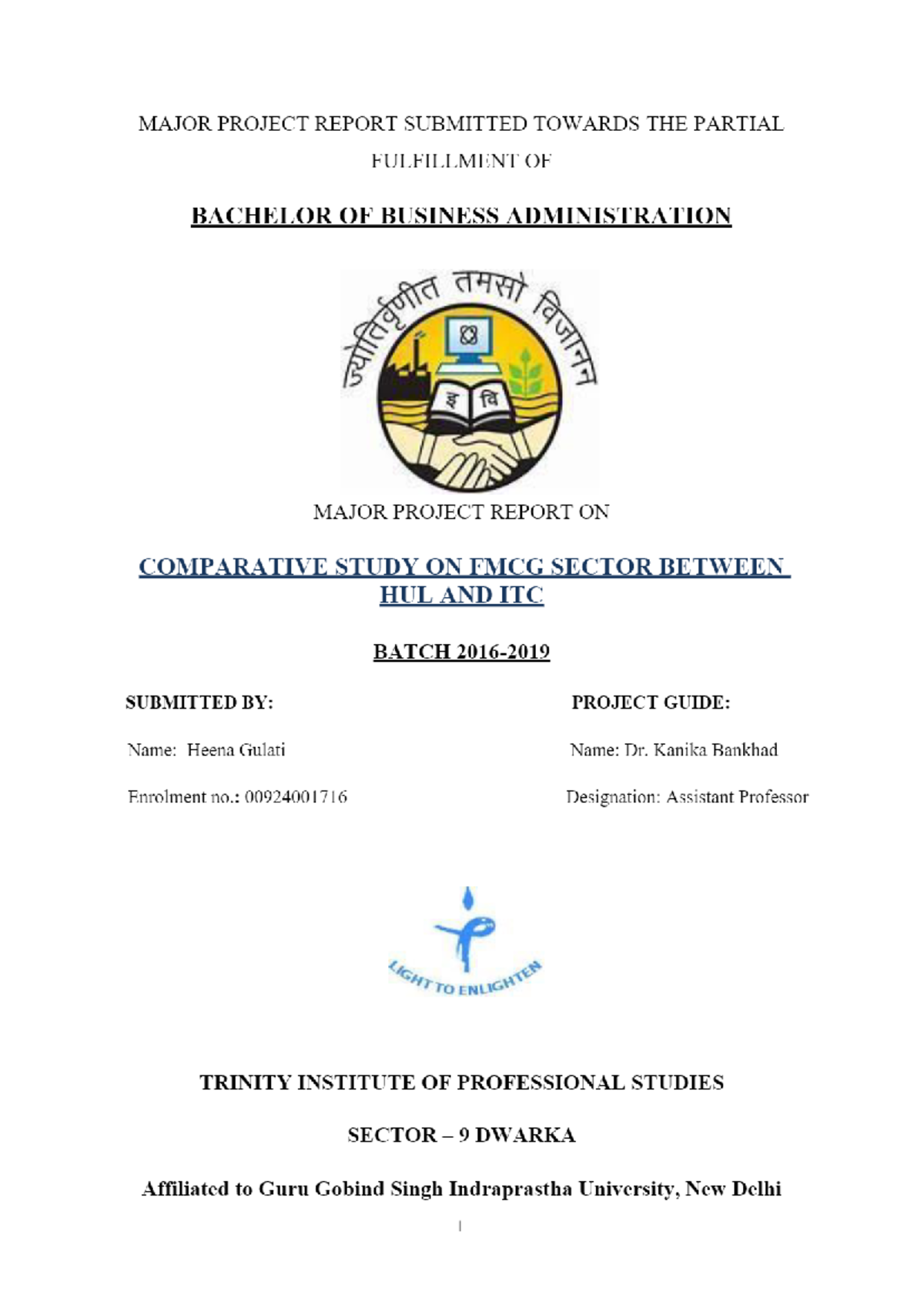 Project Report Format - 2 - MAJOR PROJECT REPORT SUBMITTED TOWARDS THE ...