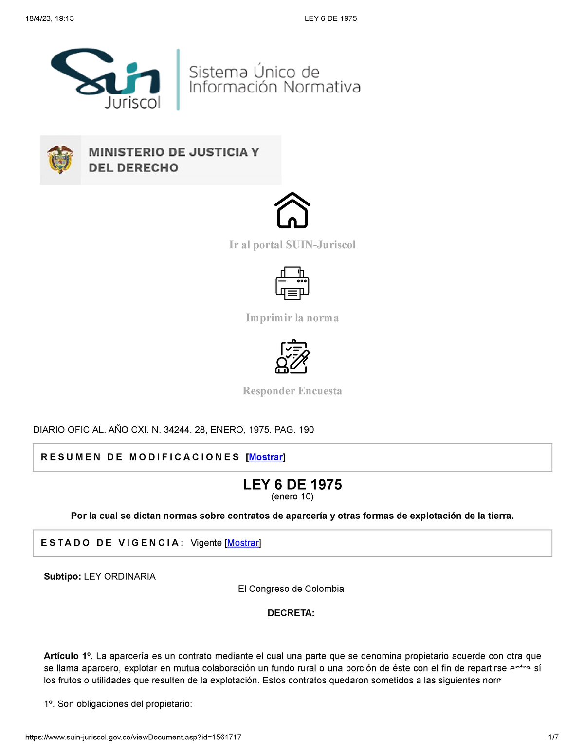 LEY 6 DE 1975 - Resumen Teoria De La Personalidad - Ir Al Portal SUIN ...