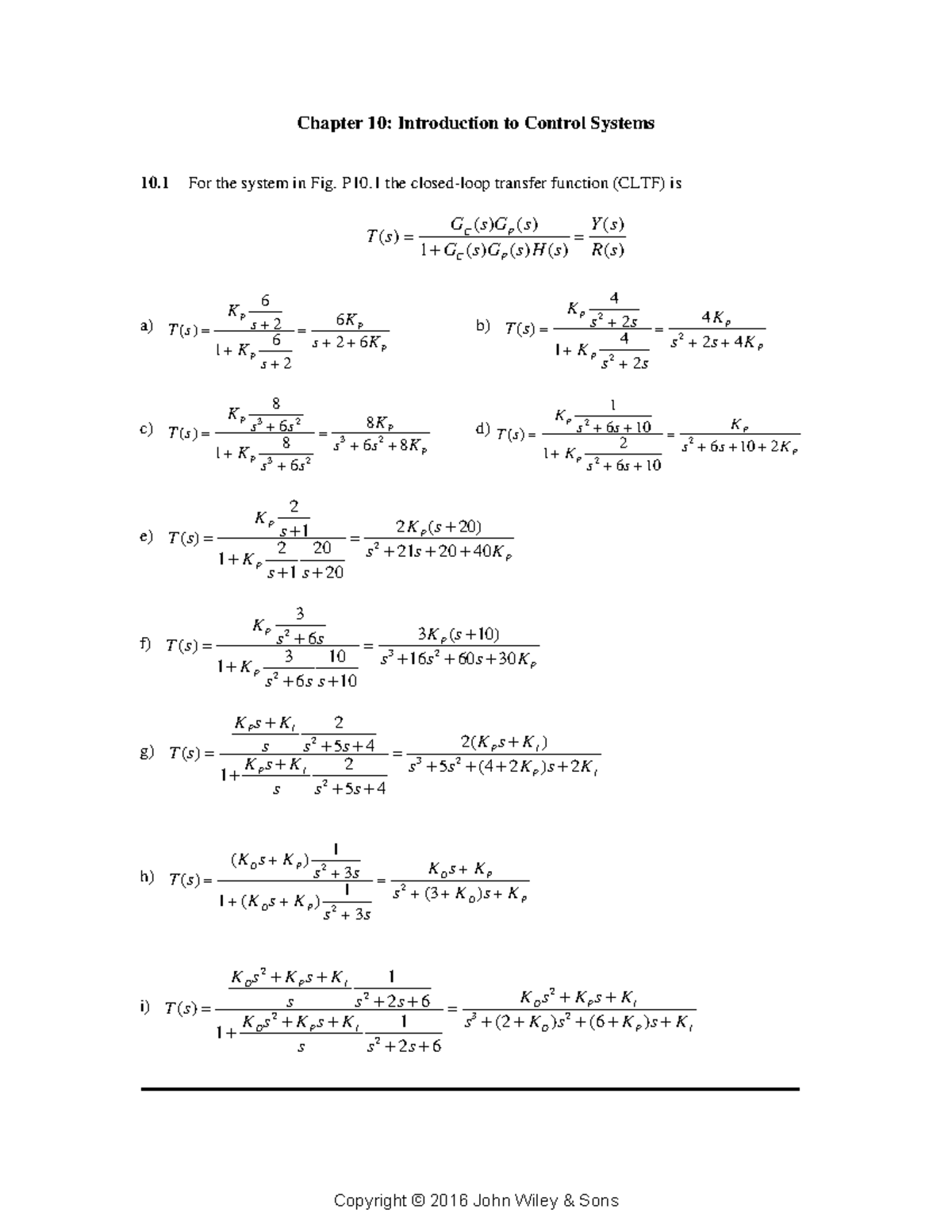 Ch10 System dynamics and controls Chapter 10 Introduction to Control Systems 10 For the