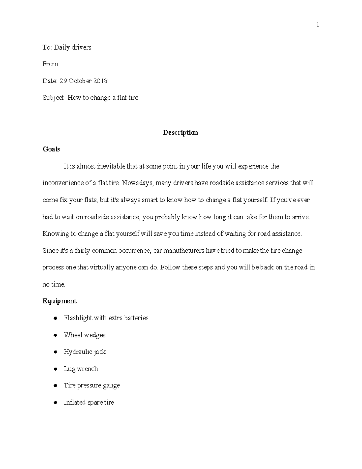 ENG 259 How To Change A Flat Tire To Daily Drivers From Date 29