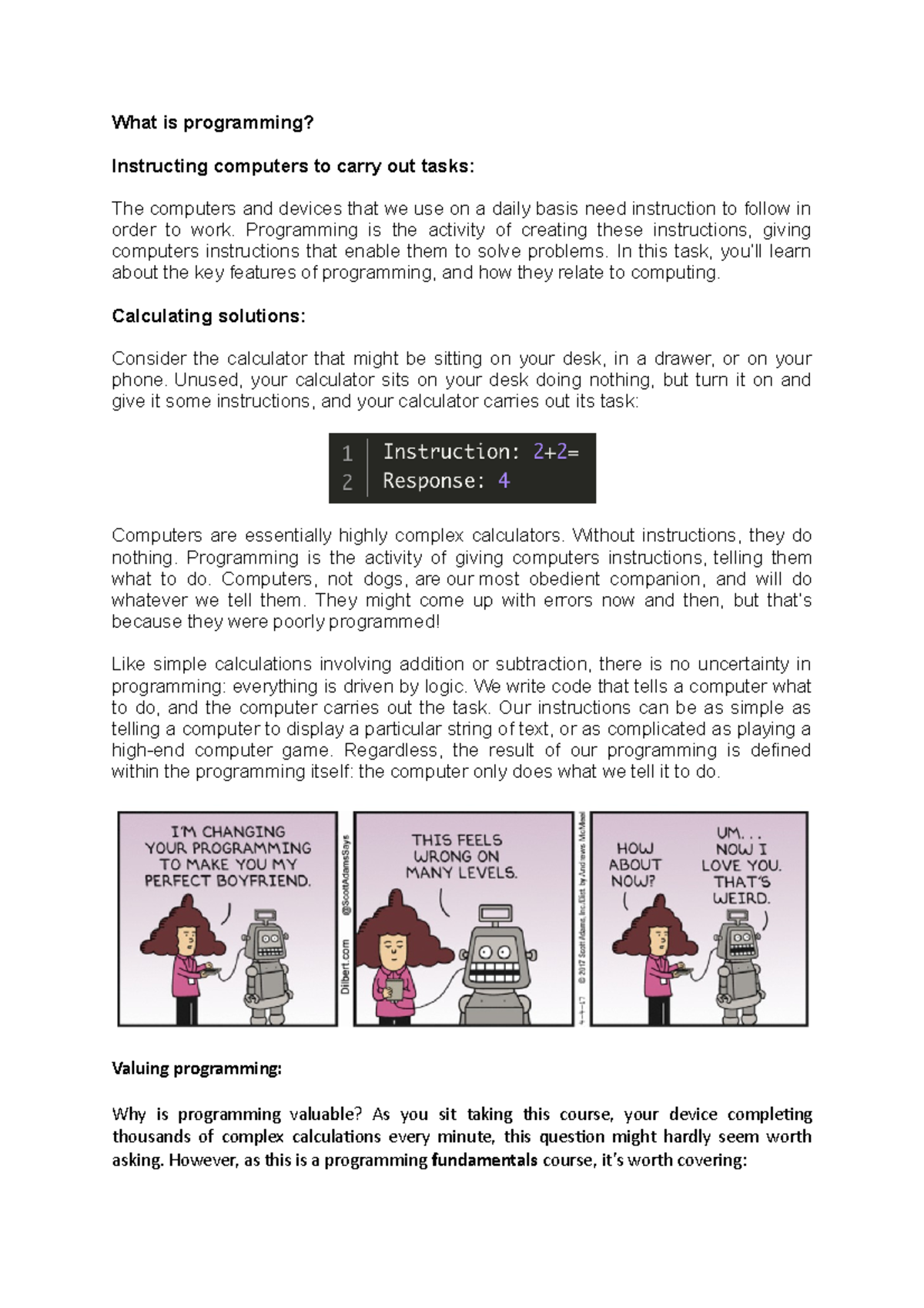 Programming Week 1 - Lecture Notes from the Lecture 1 - What is ...