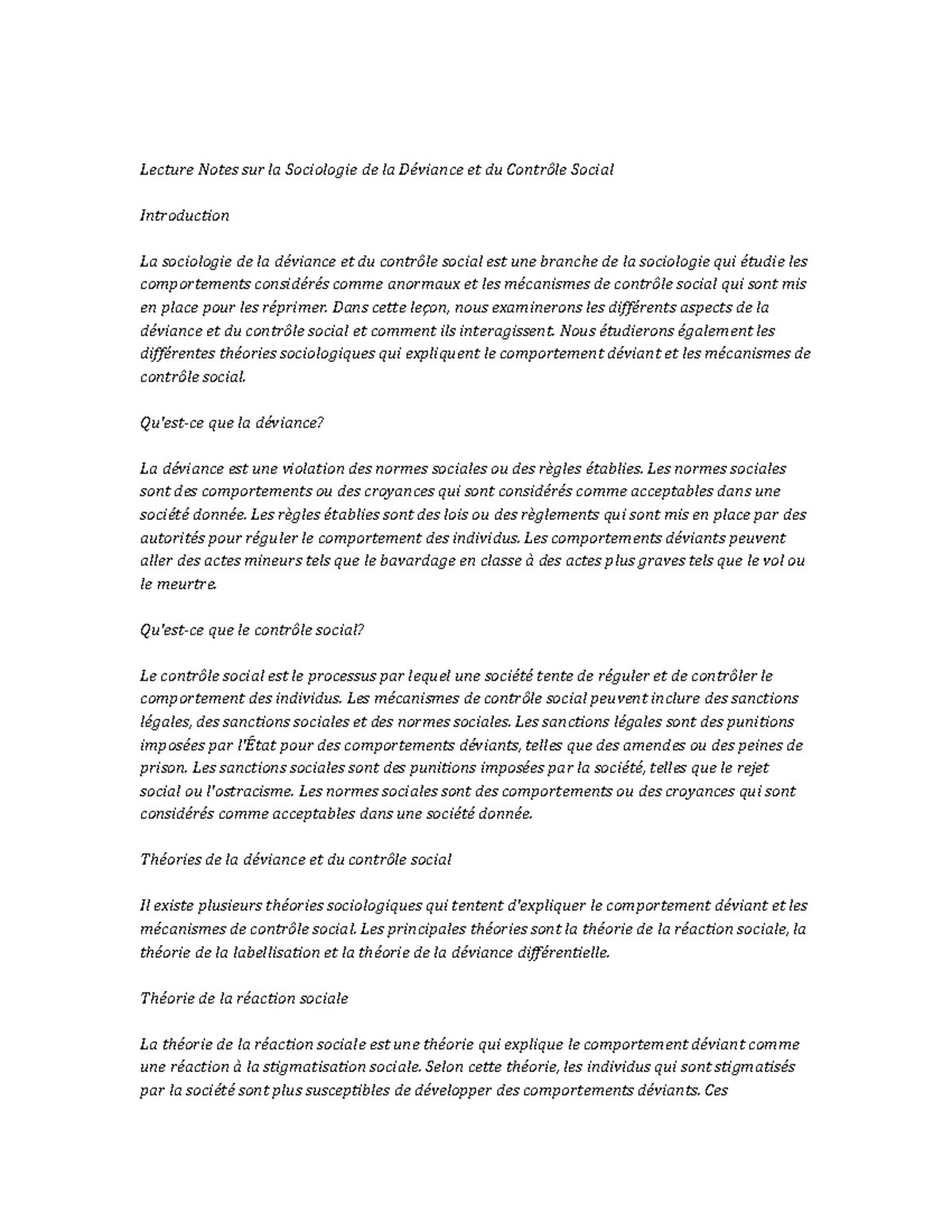 The Sociology of Deviance and Social Control;;;;;;;;; Notes de cours ...