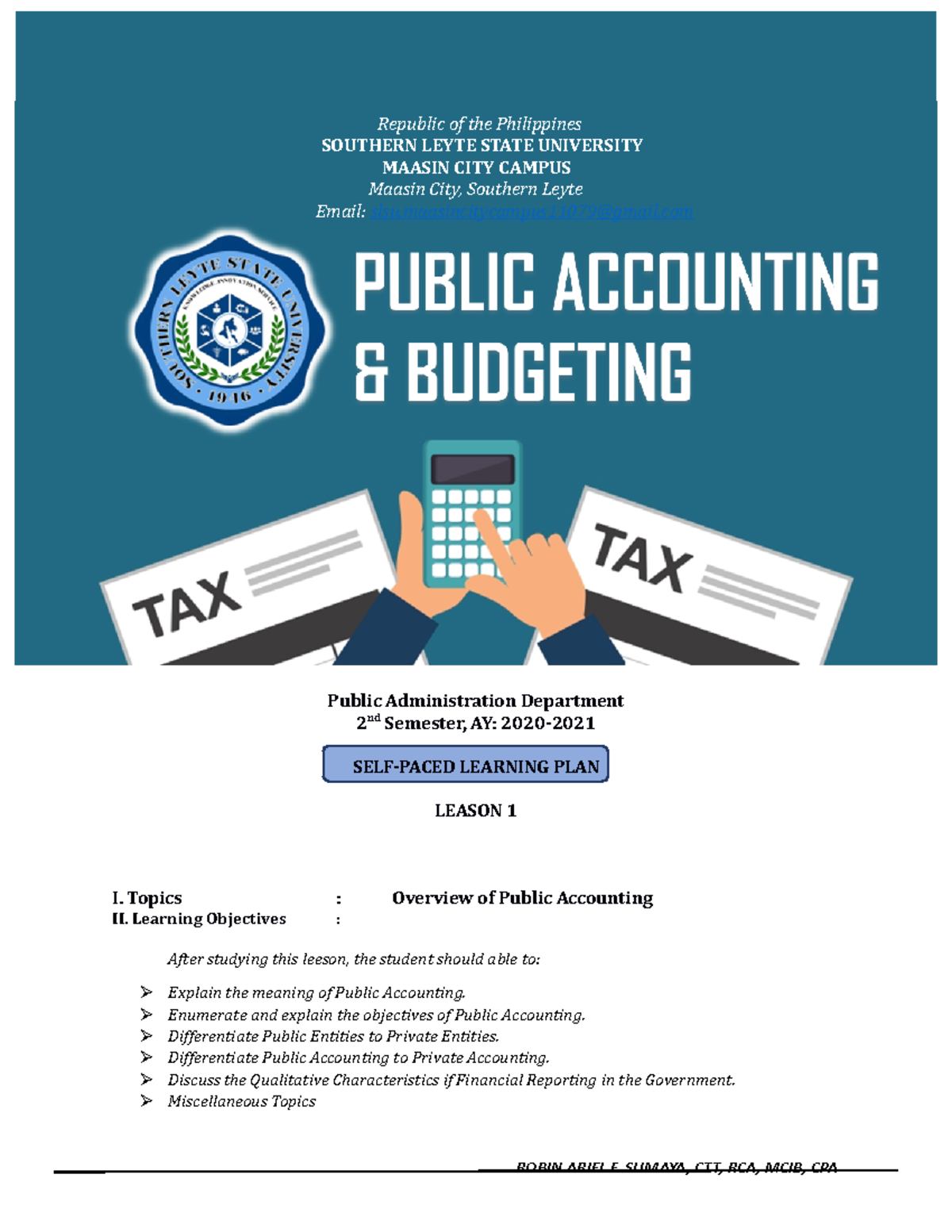 Lesson 1 - Overview OF Public Accounting - Republic of the Philippines ...