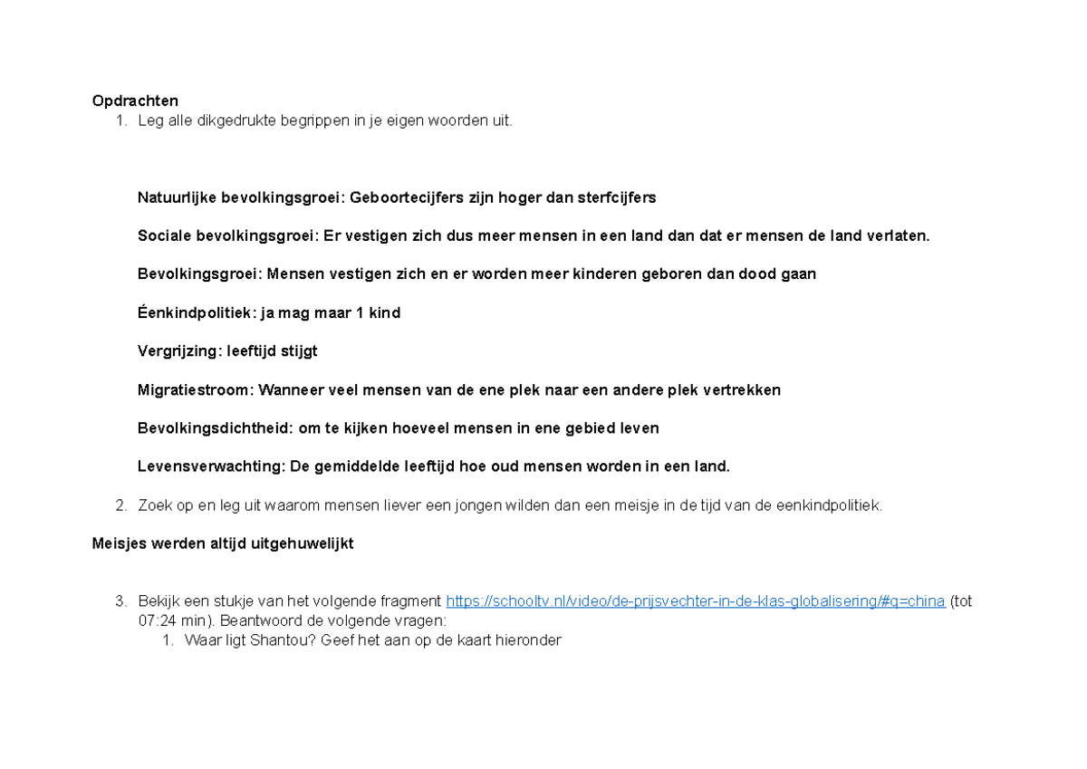 Oost West Demografie - het is heel handig - Opdrachten 1. Leg alle