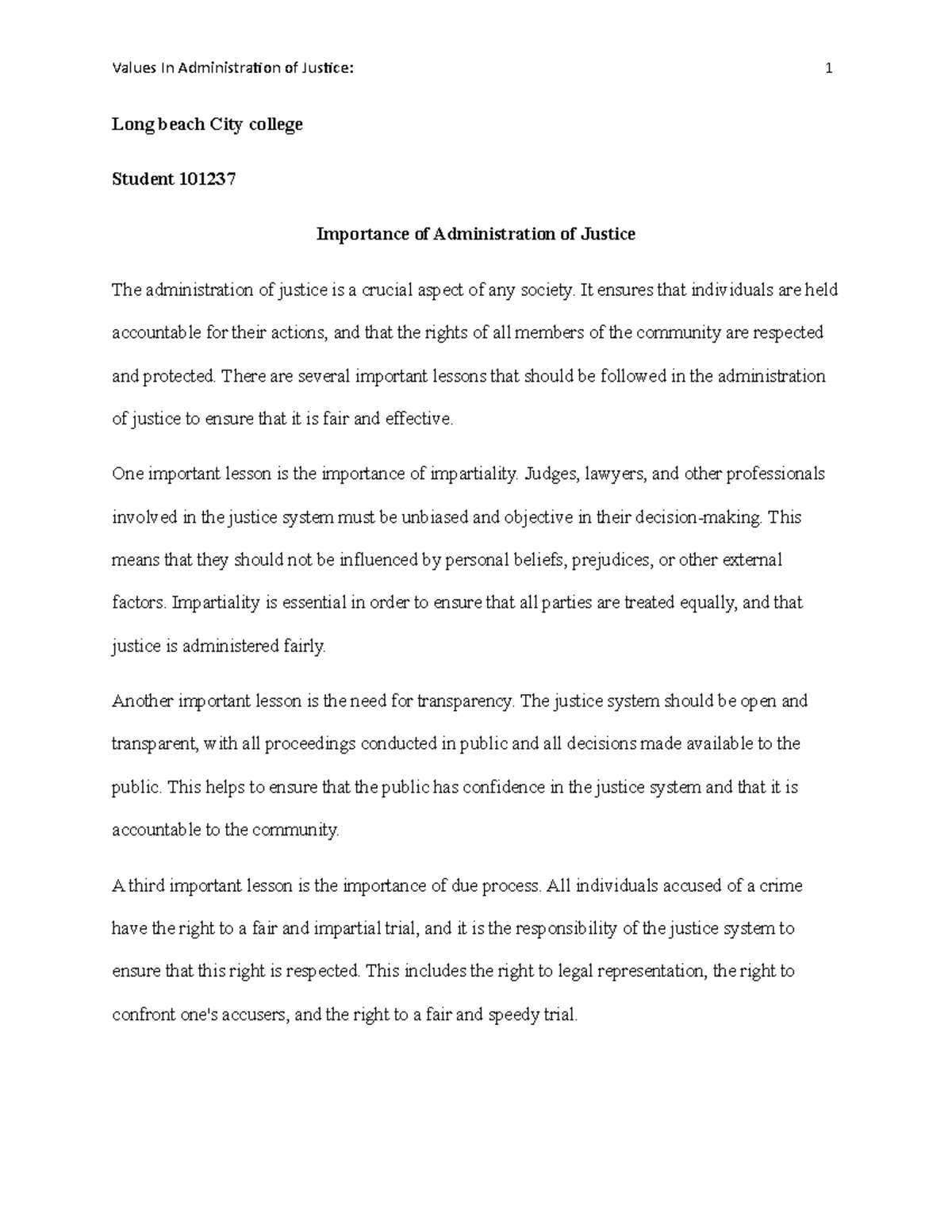 Importance Of Administration Of Justice And Its Values Values In Administration Of Justice 1 