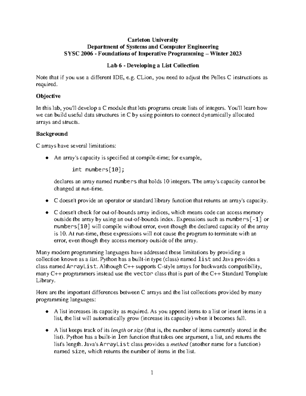 W23 SYSC2006 Lab6 - This is the Lab Document for Lab 6. - Carleton ...