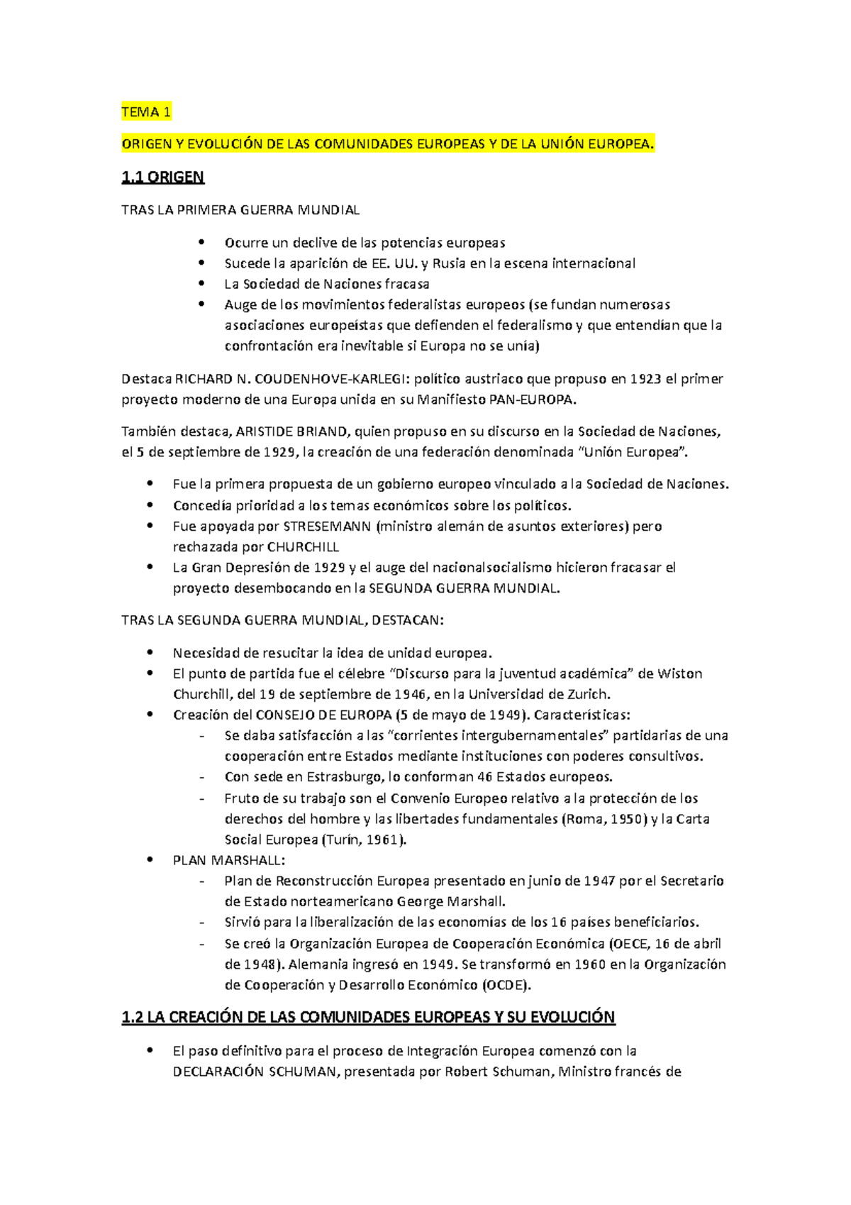 TEMA 1 - TEMA 1 ORIGEN Y EVOLUCIÓN DE LAS COMUNIDADES EUROPEAS Y DE LA ...