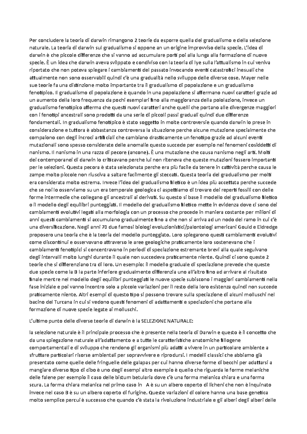 Darwin - Per concludere la teoria di darwin rimangono 2 teorie da ...