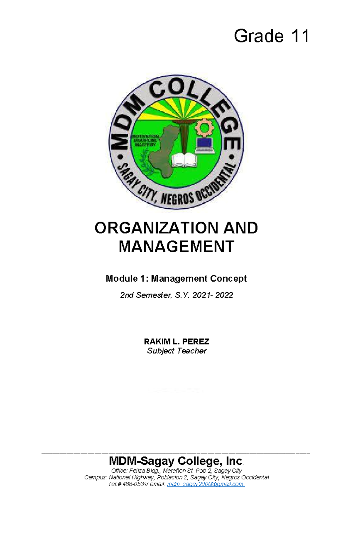 Organization And Management Module 1 - Business Management - Studocu