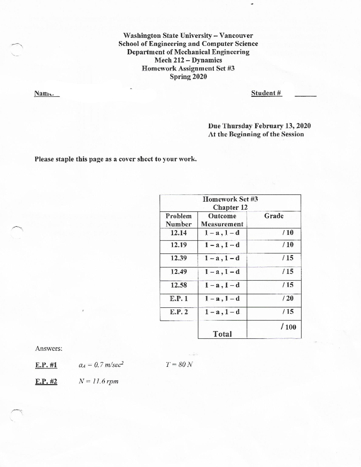 Homework #3 Spring - Washington State University Vancouver School of ...