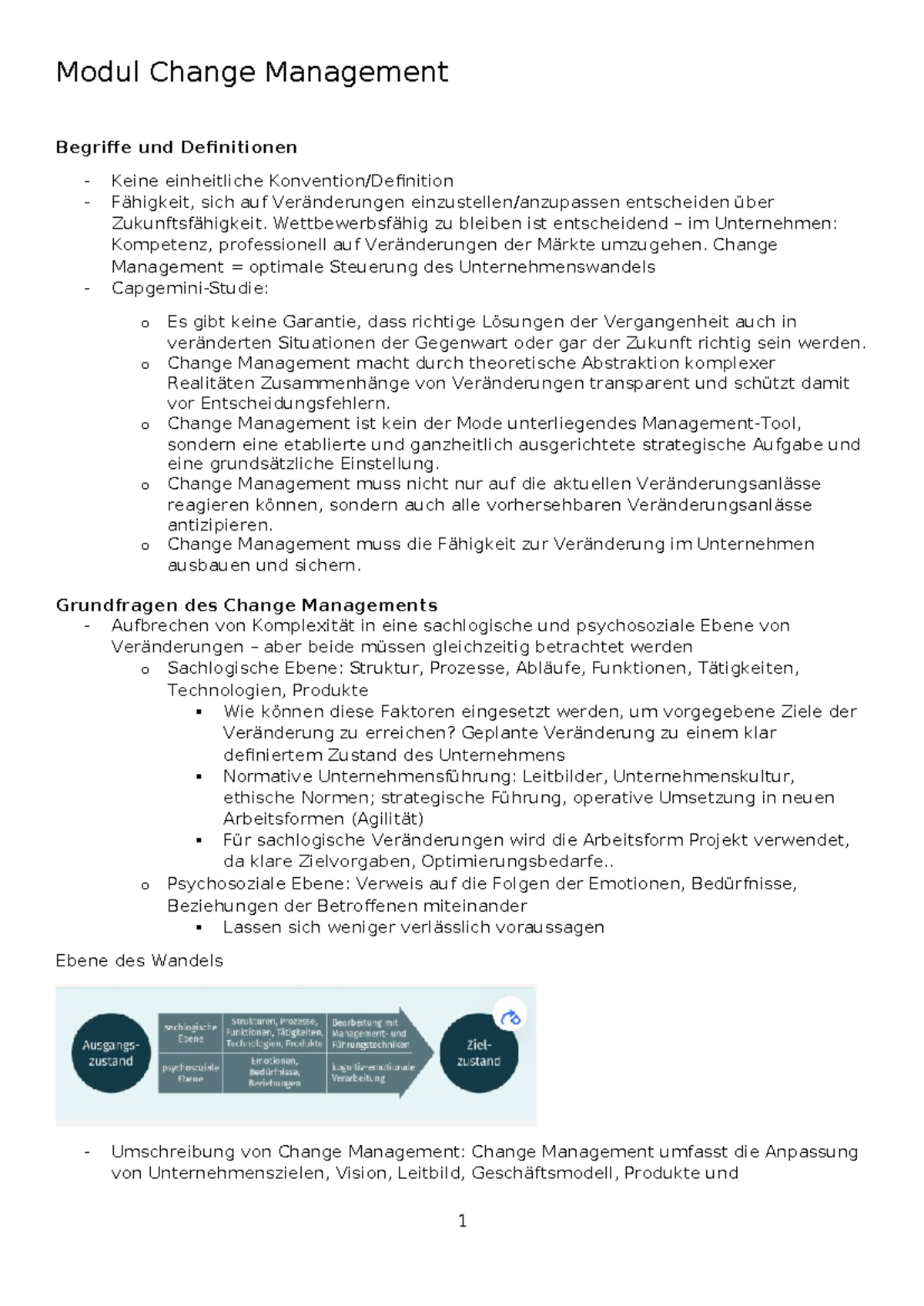 Zusammenfassung Change Management - Modul Change Management Begriffe ...