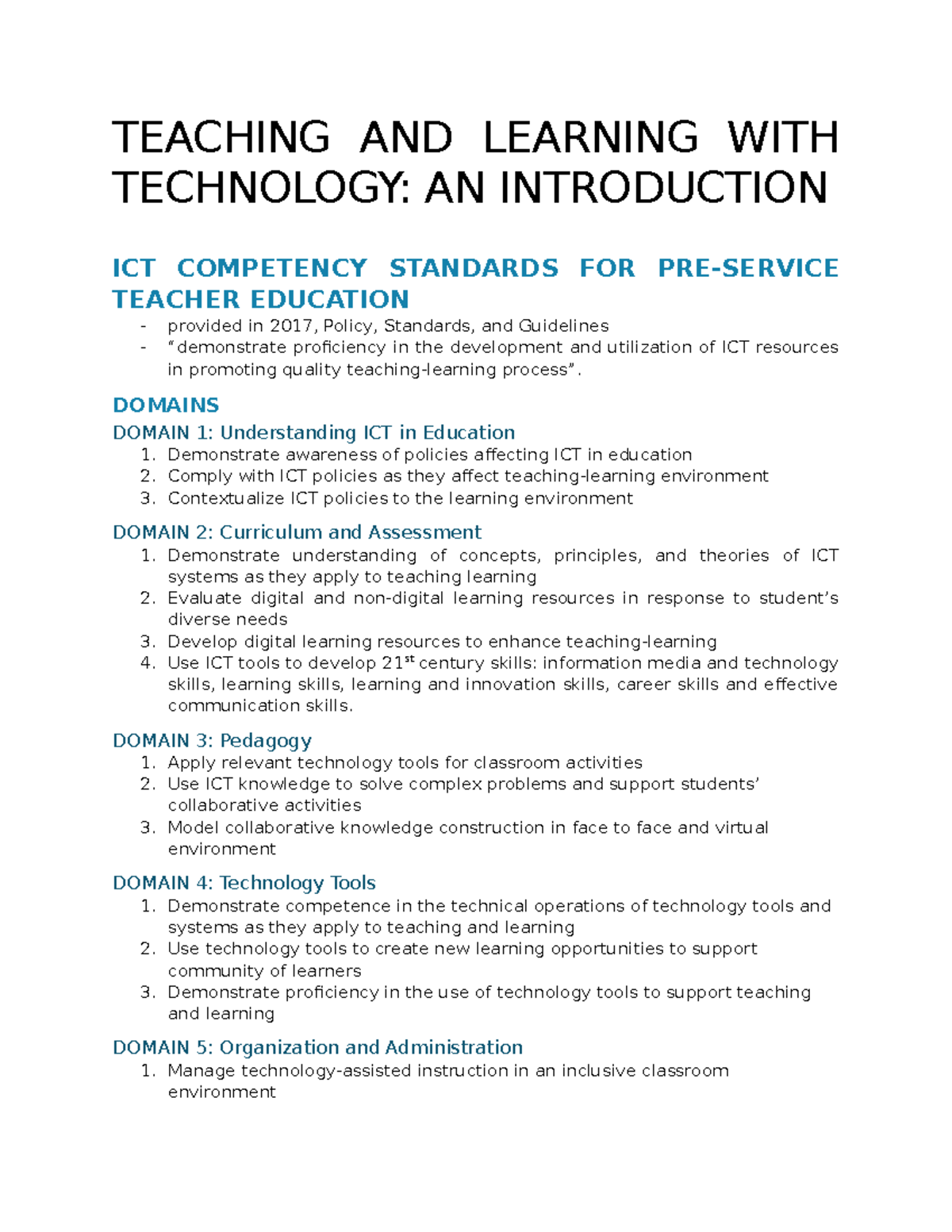 Profed TTL - Notes for TTL - TEACHING AND LEARNING WITH TECHNOLOGY: AN ...