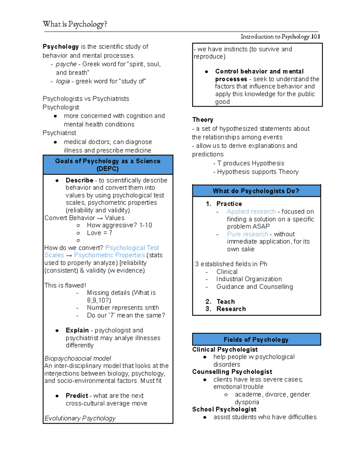 [ Psych 1101] Chapter 1 - What is Psychology - Introduction to ...