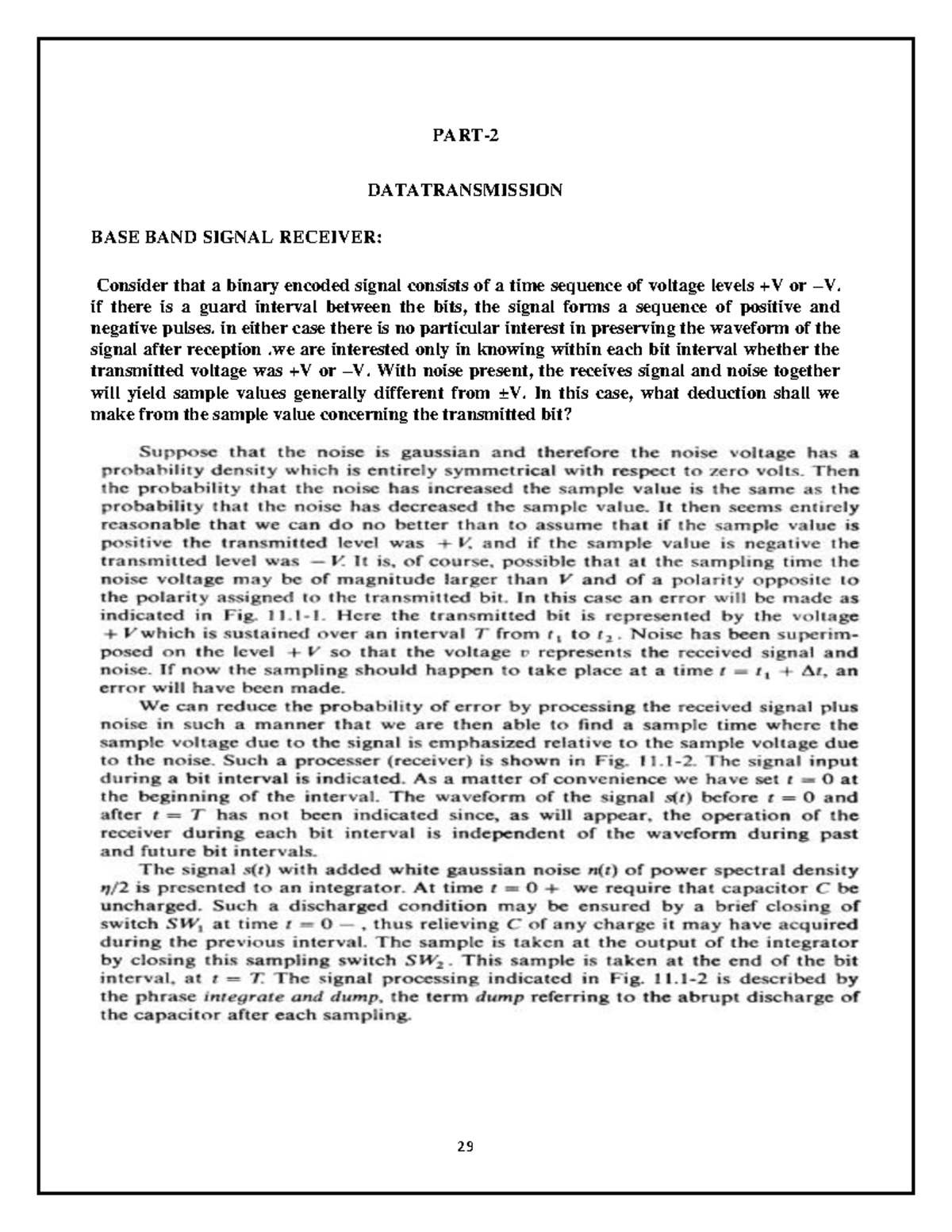 Digital Communications Module 3 PART DATATRANSMISSION BASE BAND