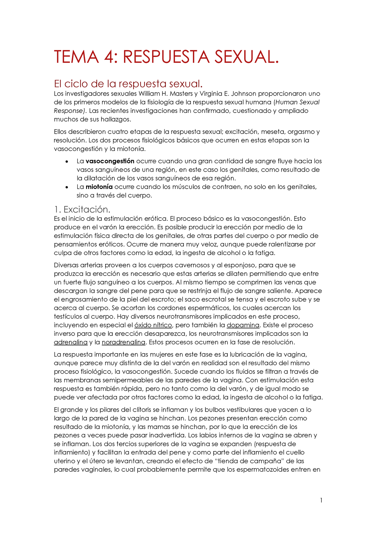 Respuesta Sexual Tema 4 Respuesta Sexual El Ciclo De La Respuesta