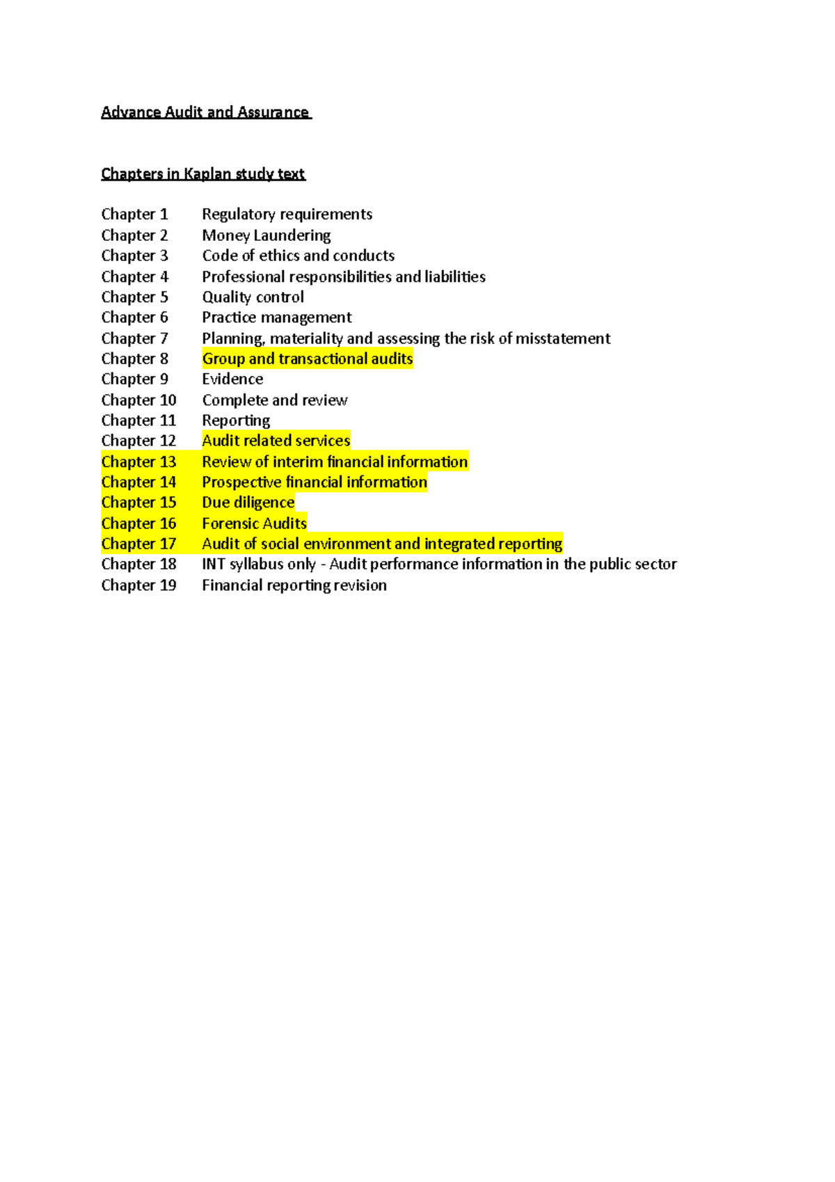 Advance Audit And Assurance - Advance Audit And Assurance Chapters In ...