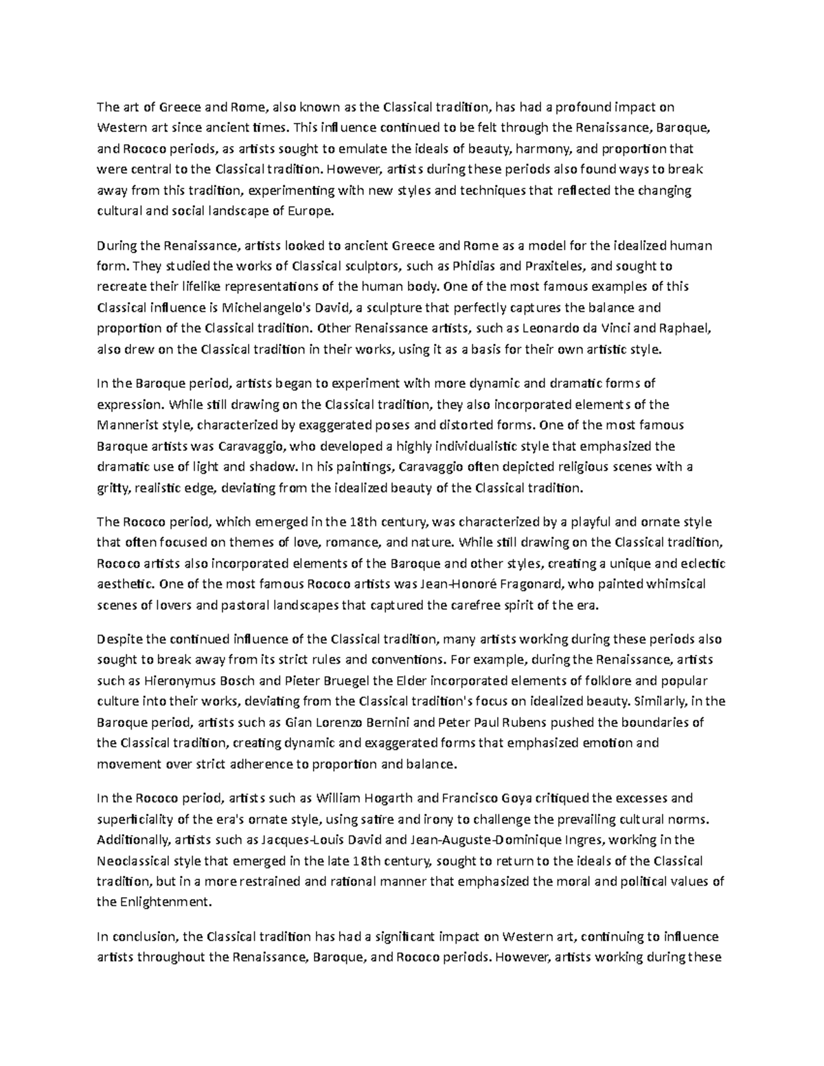 Ahist 1401 learning journal unit 4 - The art of Greece and Rome, also ...