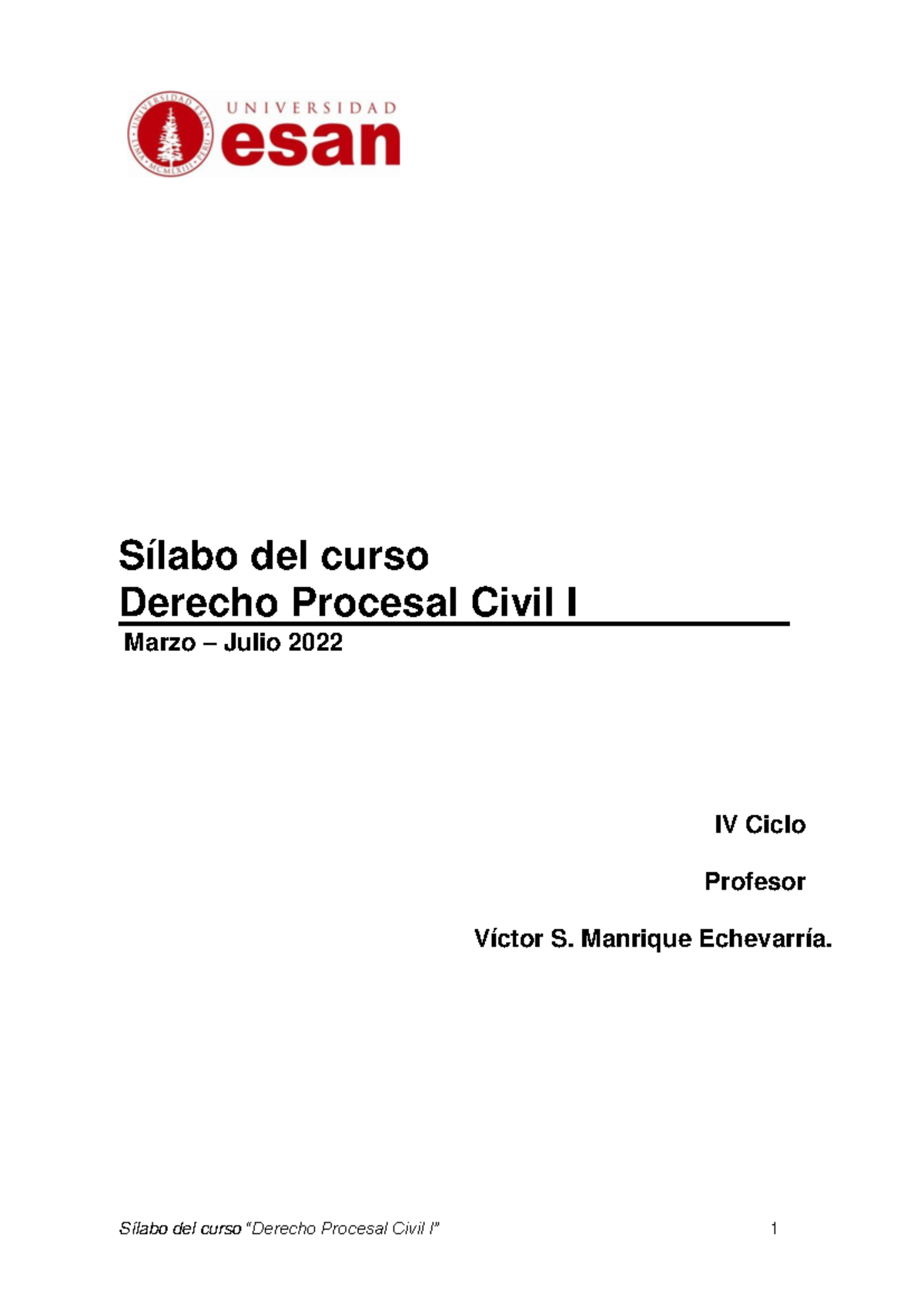 Sílabo 2022-1 Derecho Procesal Civil I - Sílabo Del Curso Derecho ...