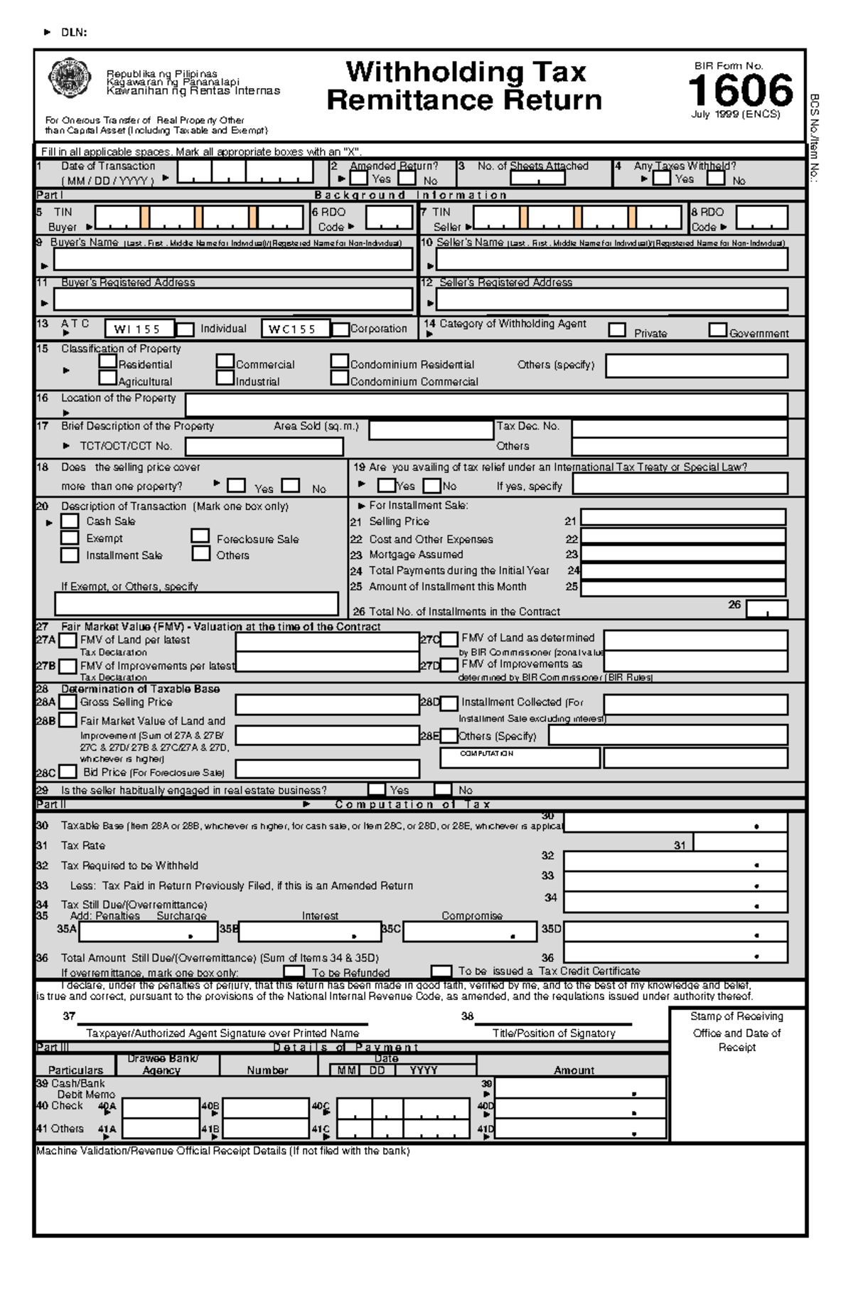 bir form 1606 and 1706