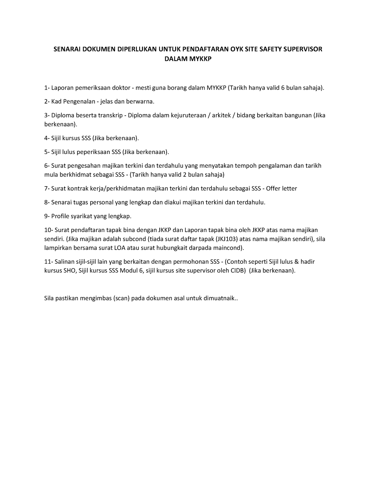 senarai-dokumen-diperlukan-untuk-pendaftaran-oyk-site-safety-supervisor