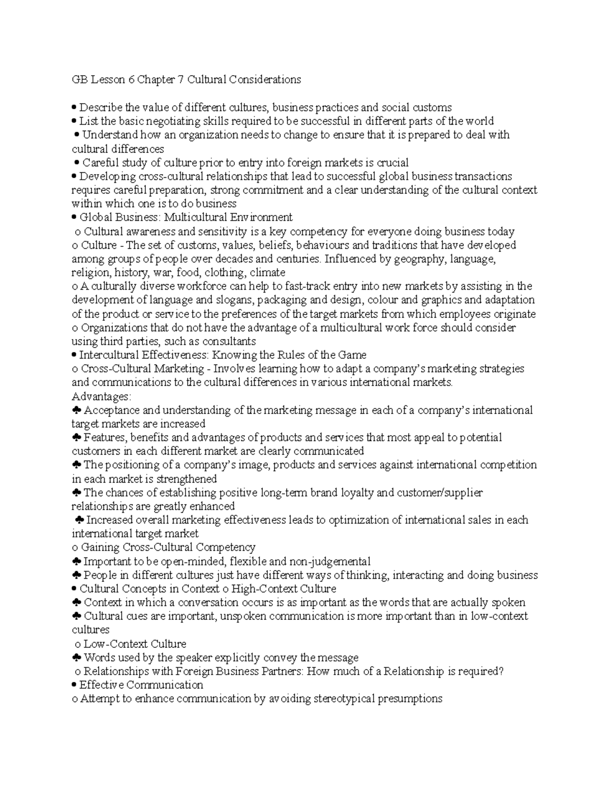 GB Lesson 6 Chapter 7 Cultural Considerations - GB Lesson 6 Chapter 7 ...