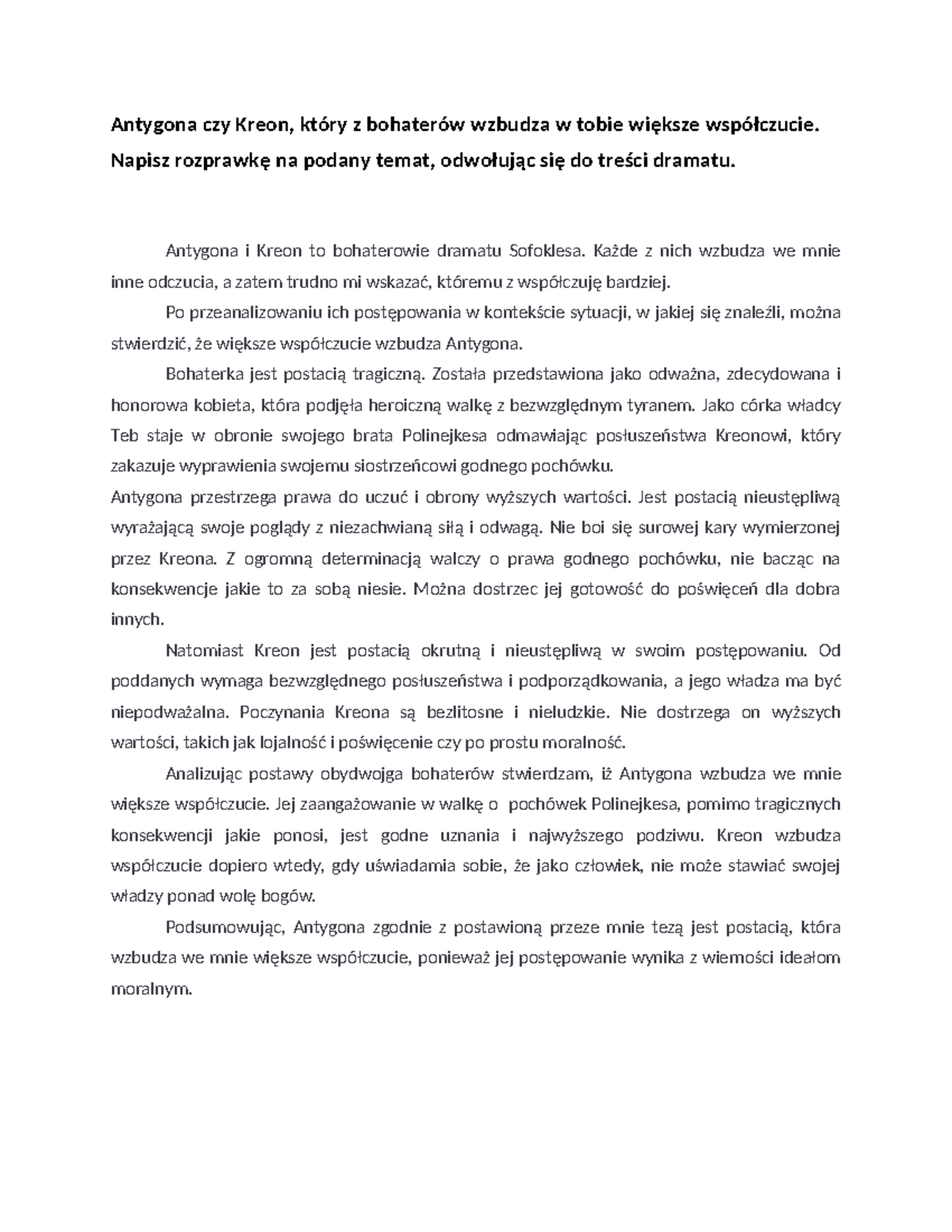Antygona czy Kreon_rozprawka - Antygona czy Kreon, który z bohaterów
