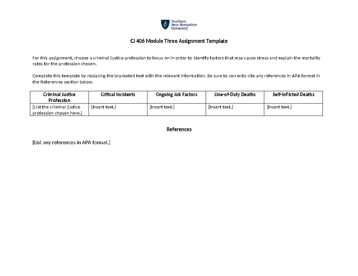 CJ 406 Module Three Assignment Template - Complete This Template By ...