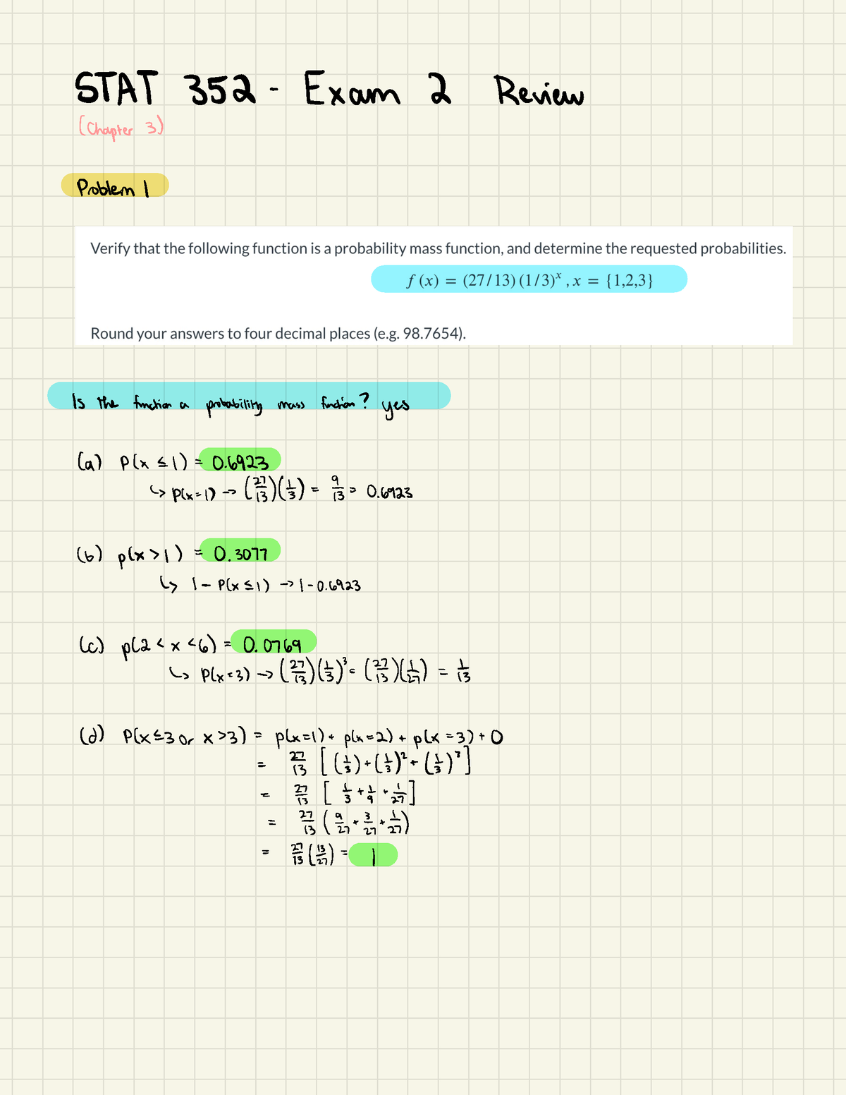 STAT 352 - Exam 2 Review - STAT 352 Exam 2 Study Guide - (chapter 3 ...