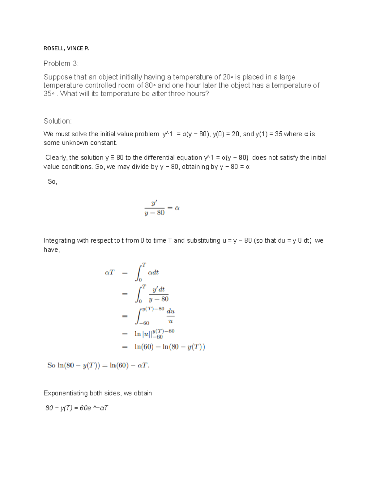 Rosell - Nothing - ROSELL, VINCE P. Problem 3: Suppose that an object ...