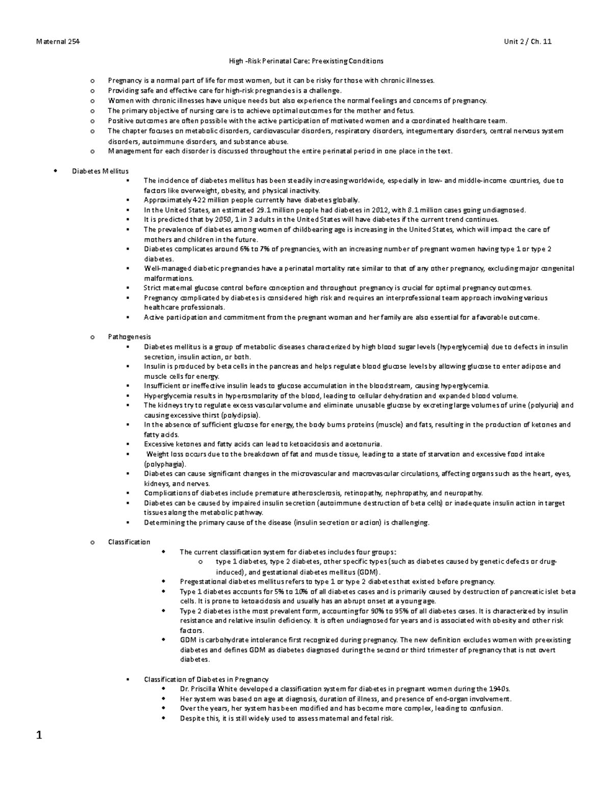 Maternal 254 ch 11 - Maternal 254 Unit 2 / Ch. 11 High -Risk Perinatal ...