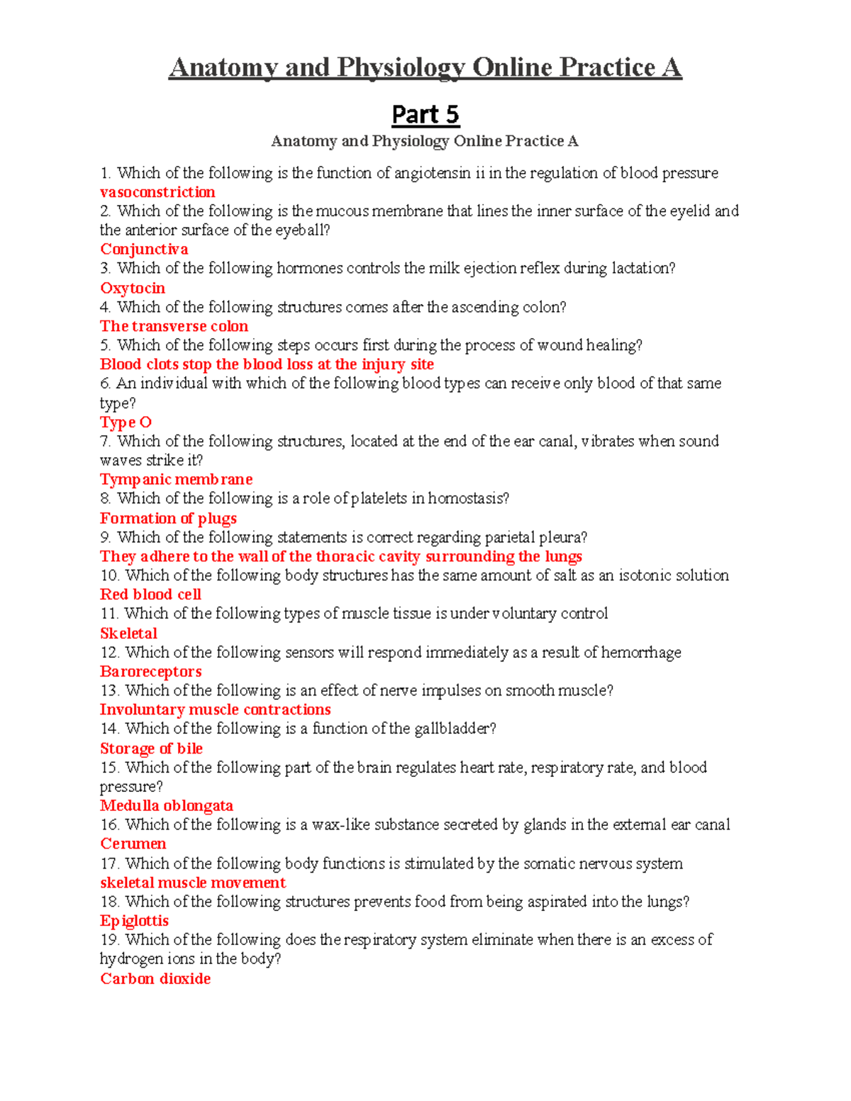 ANATOMY AND PHYSIOLOGY 1 PRACTICE TESTS visual data 7