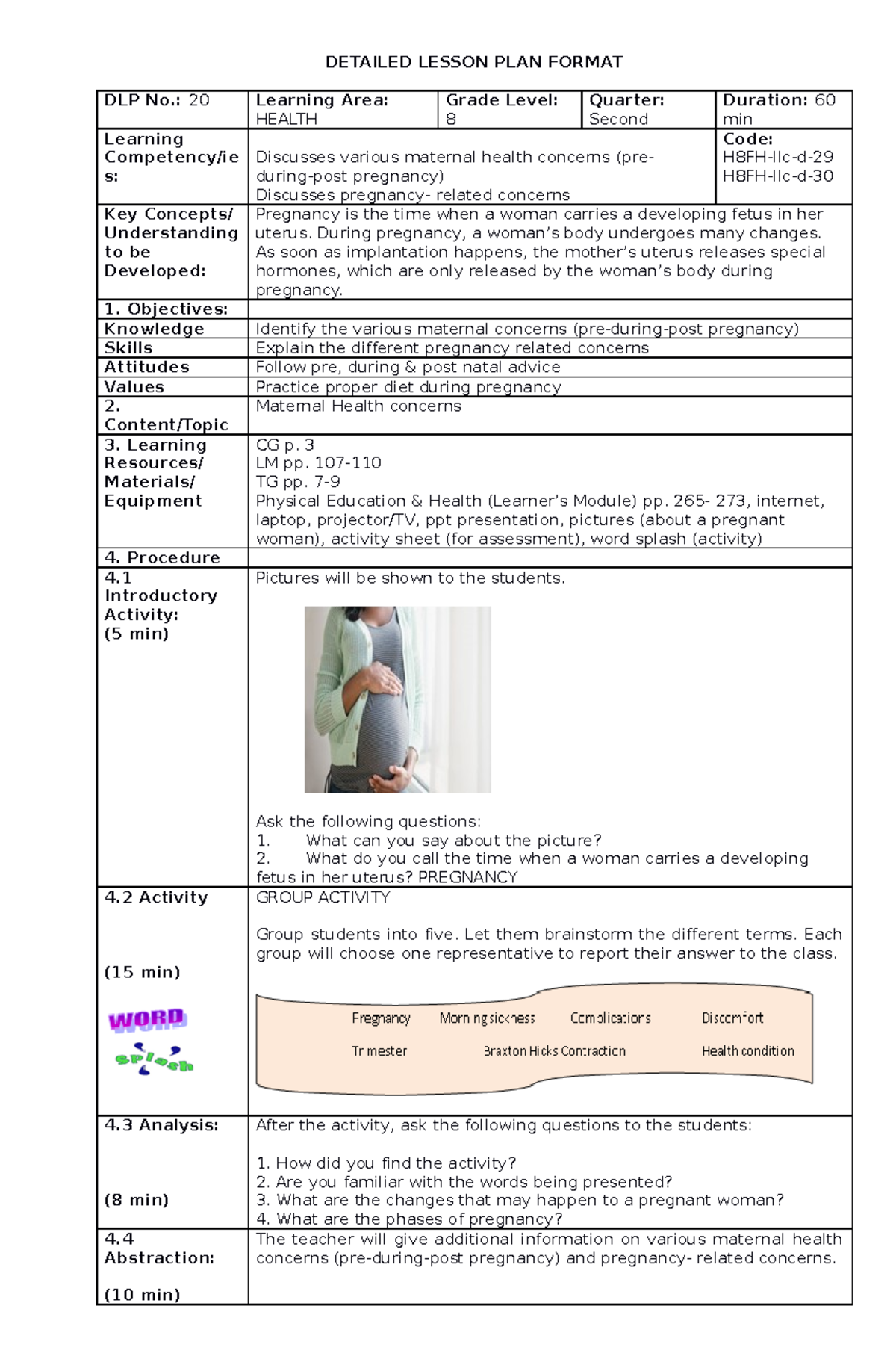 Health 20 DLP MAPEH 7 DETAILED LESSON PLAN FORMAT DLP No. 20