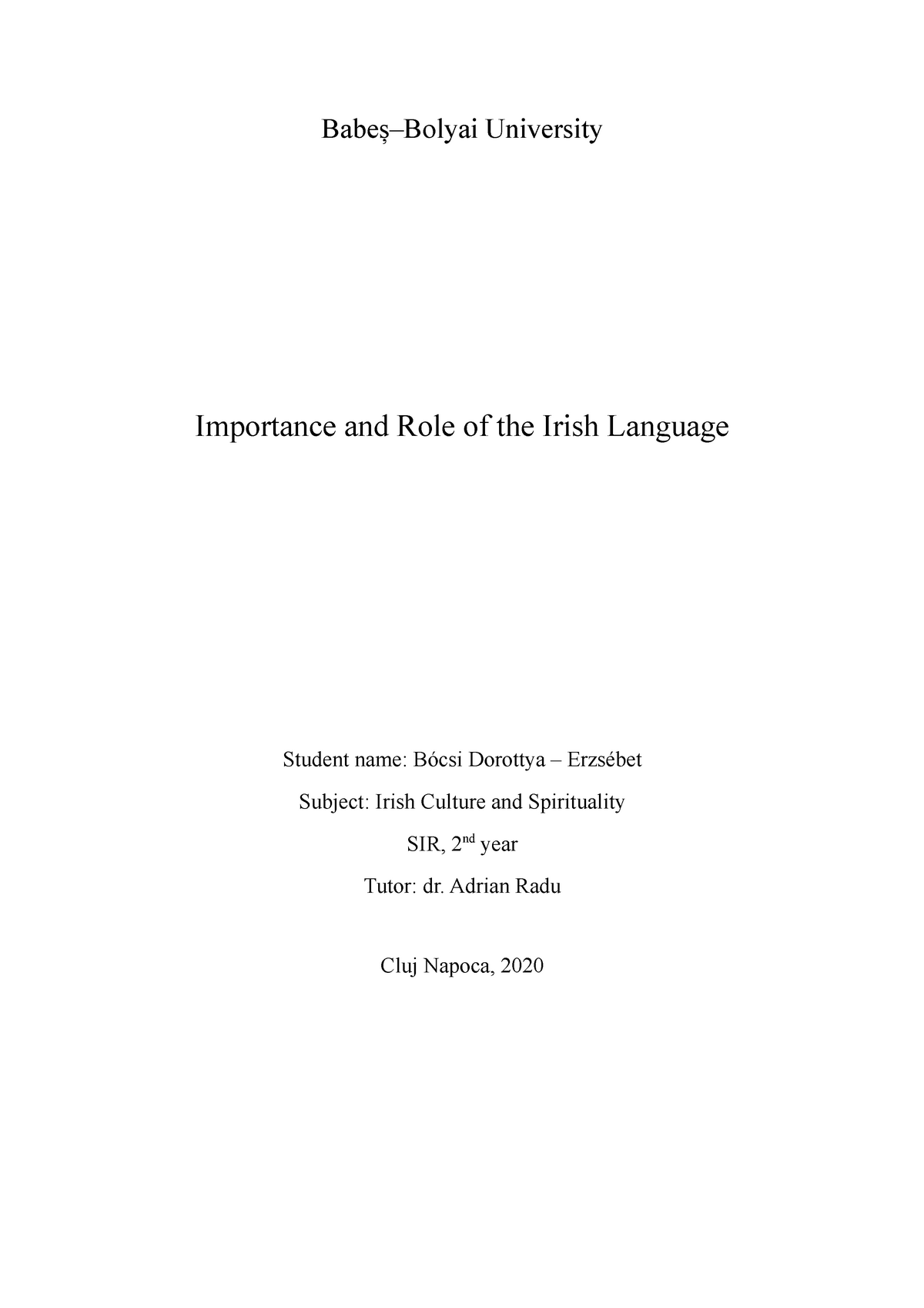 how long should the irish essay be