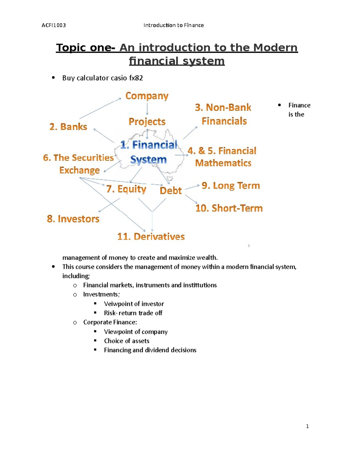 introduction to financial system essay