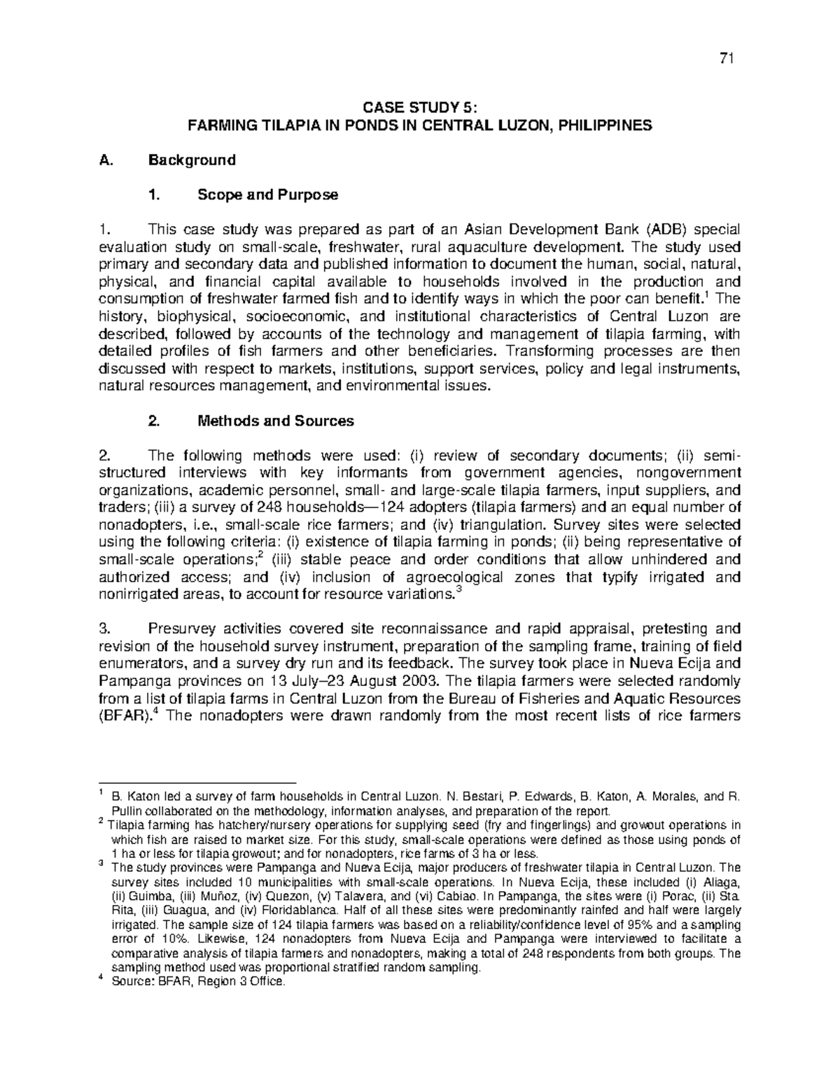 Tilapia Farming in the Philippines CASE STUDY 5 FARMING TILAPIA IN