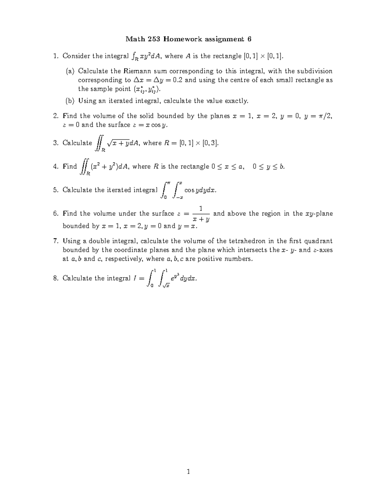 Practical - Math 253 chapter 16 set 1 and 2 - Math 253 Homework ...
