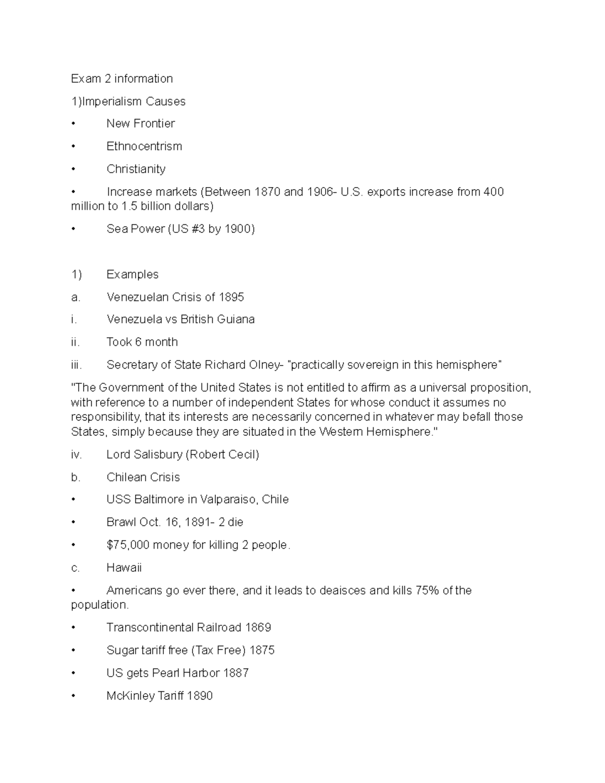 Imperialism Causes - Exam 2 information 1)Imperialism Causes New