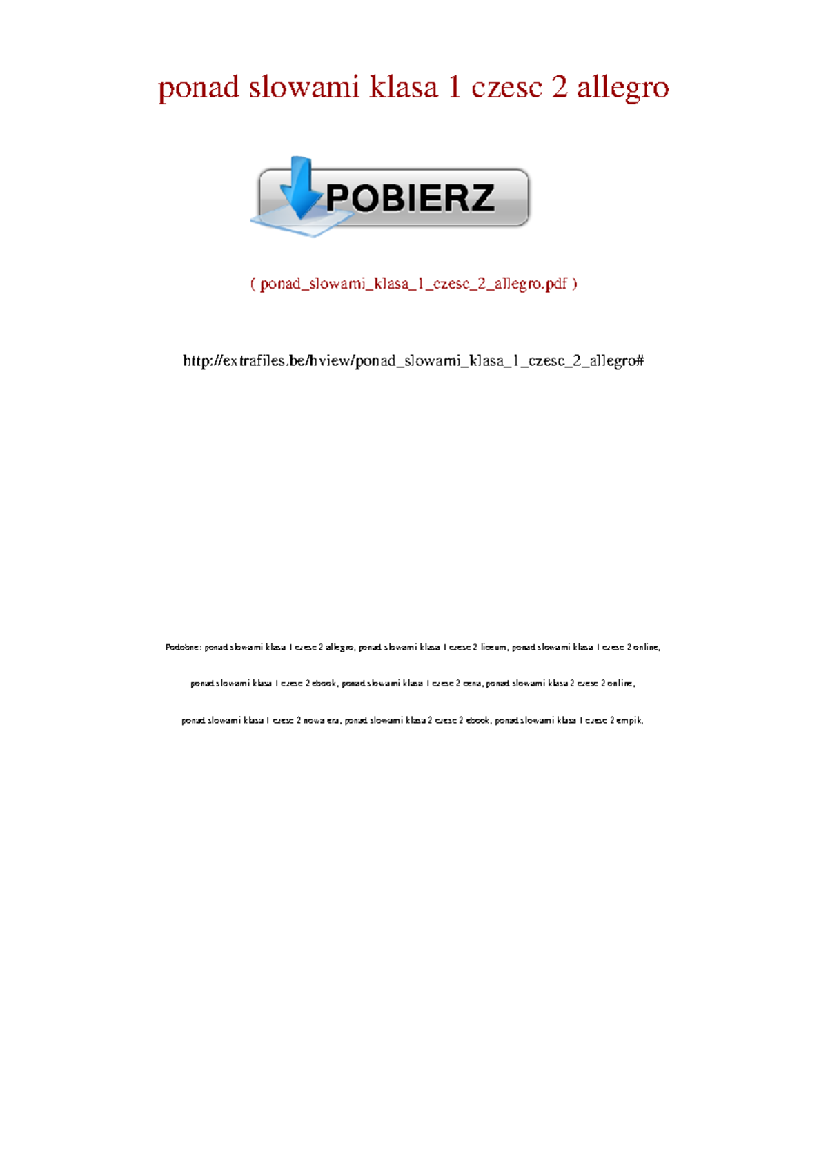 Ponad slowami klasa 1 czesc 2 - ponad slowami klasa 1 czesc 2 allegro