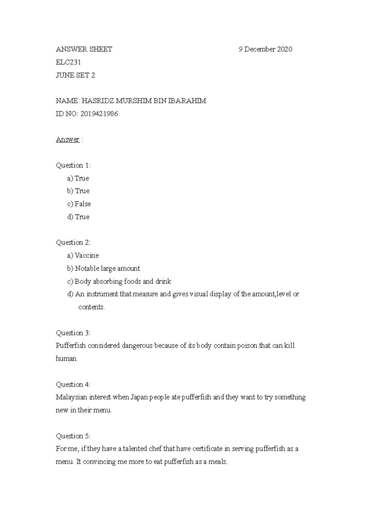 ELC Tutorial work for student - CTU - UiTM - Studocu