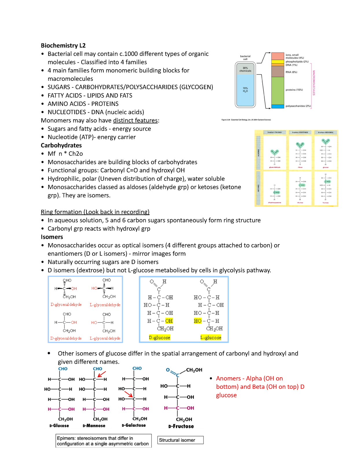 Biochem L2 - !!!1!! - Biochemistry L Bacterial Cell May Contain C ...