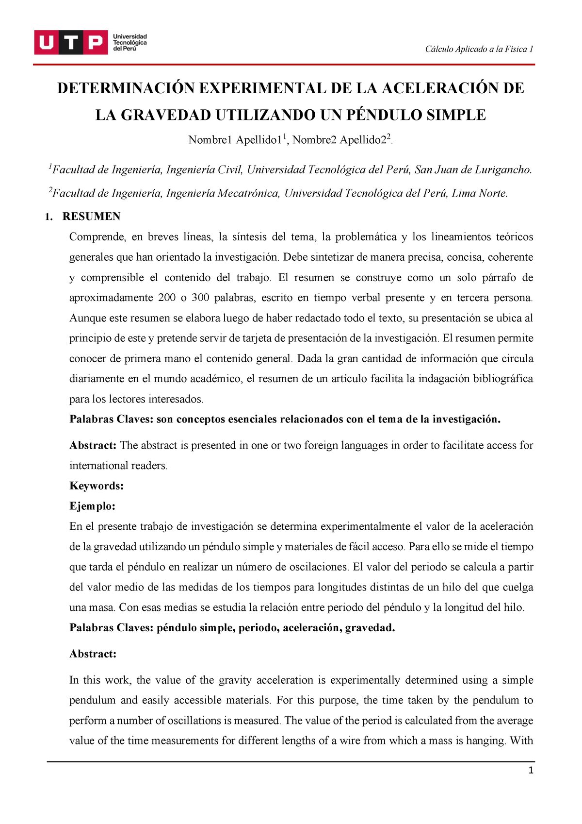 CALCULO APLICADO A LA FISICA 1 MODELO DEL PROYECTO FINAL ...