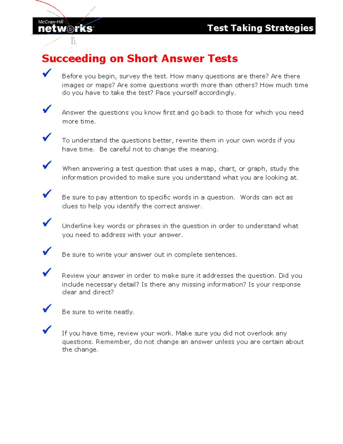 13 - Essay test prep - Test Taking Strategies Succeeding on Short ...