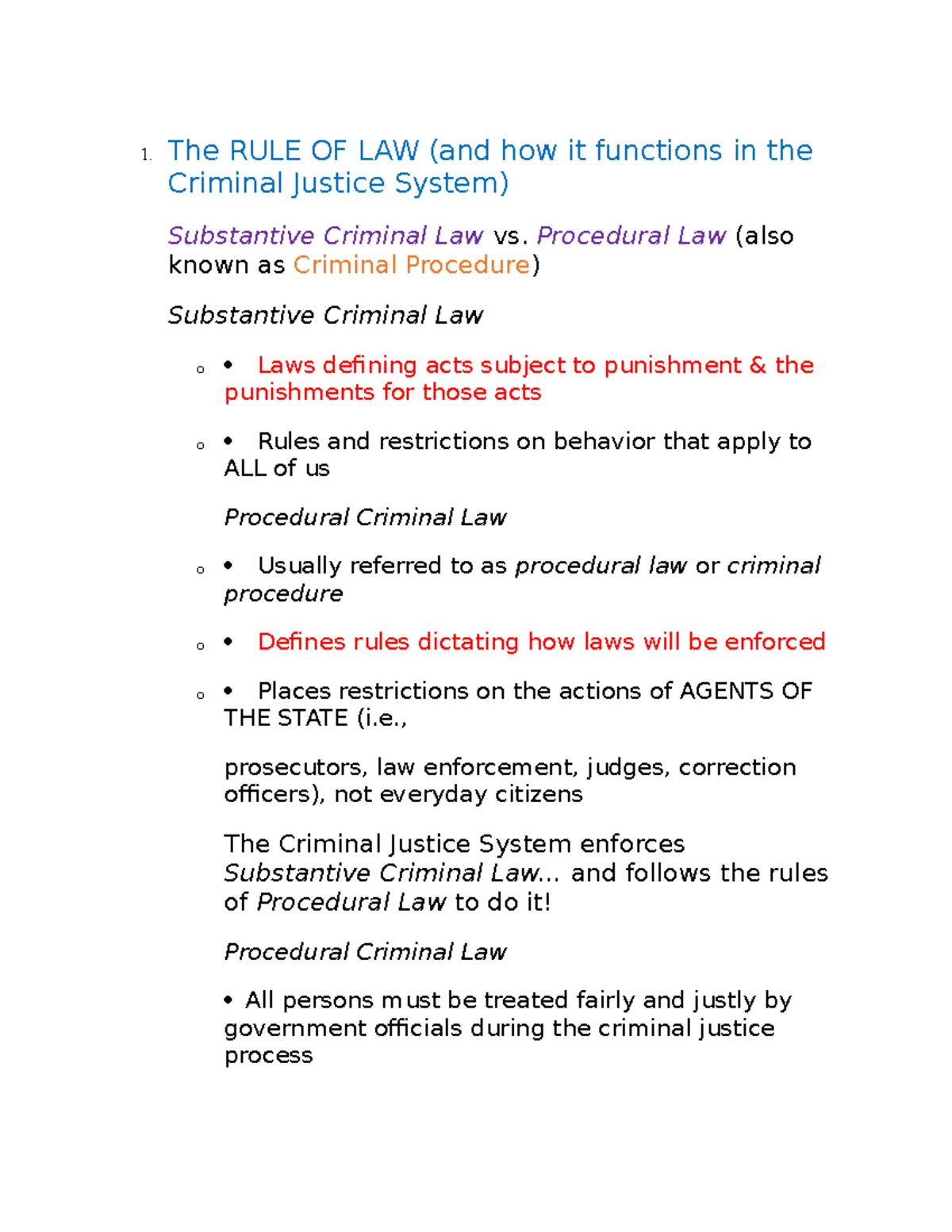 Rule of Law - Michelle Manasse, Notes - 1. The RULE OF LAW (and how it ...