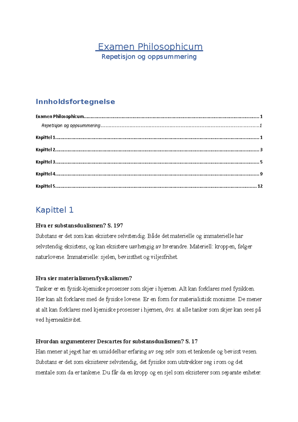 Examen-Philosophicum-sammendrag - Examen Philosophicum Repetisjon Og ...