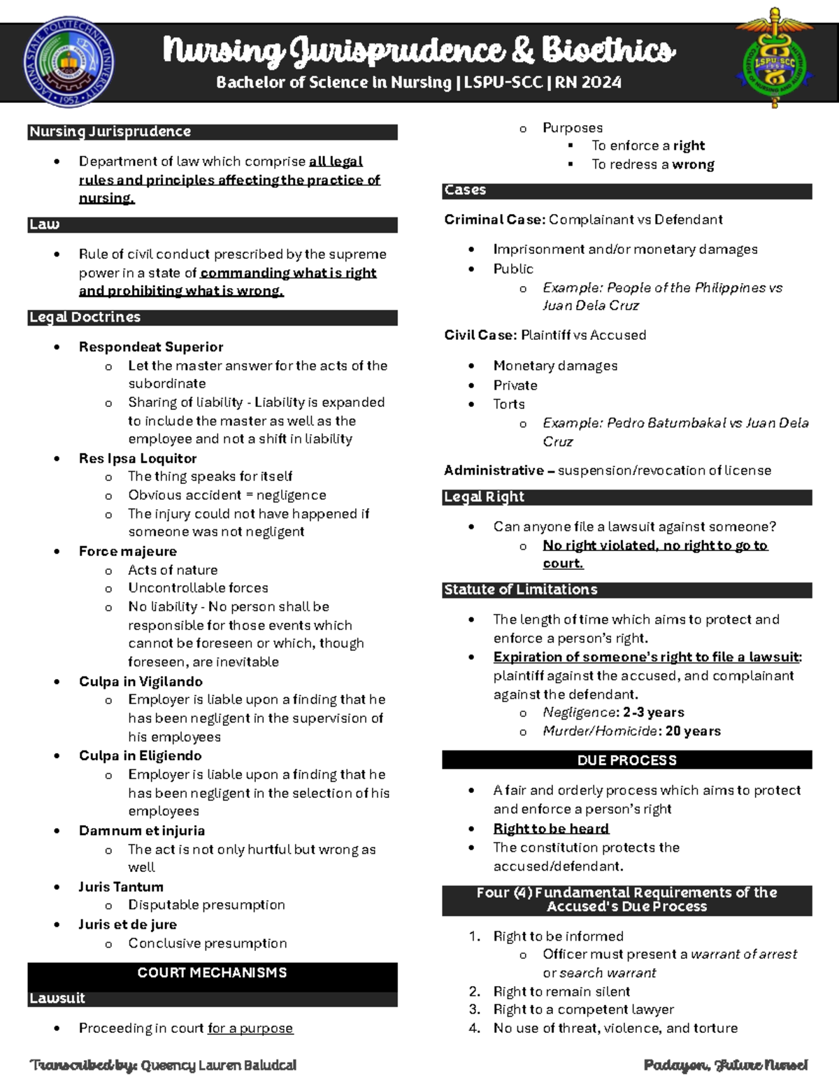 Jurisprudence Transes - Nursing Jurisprudence - Department of law which ...